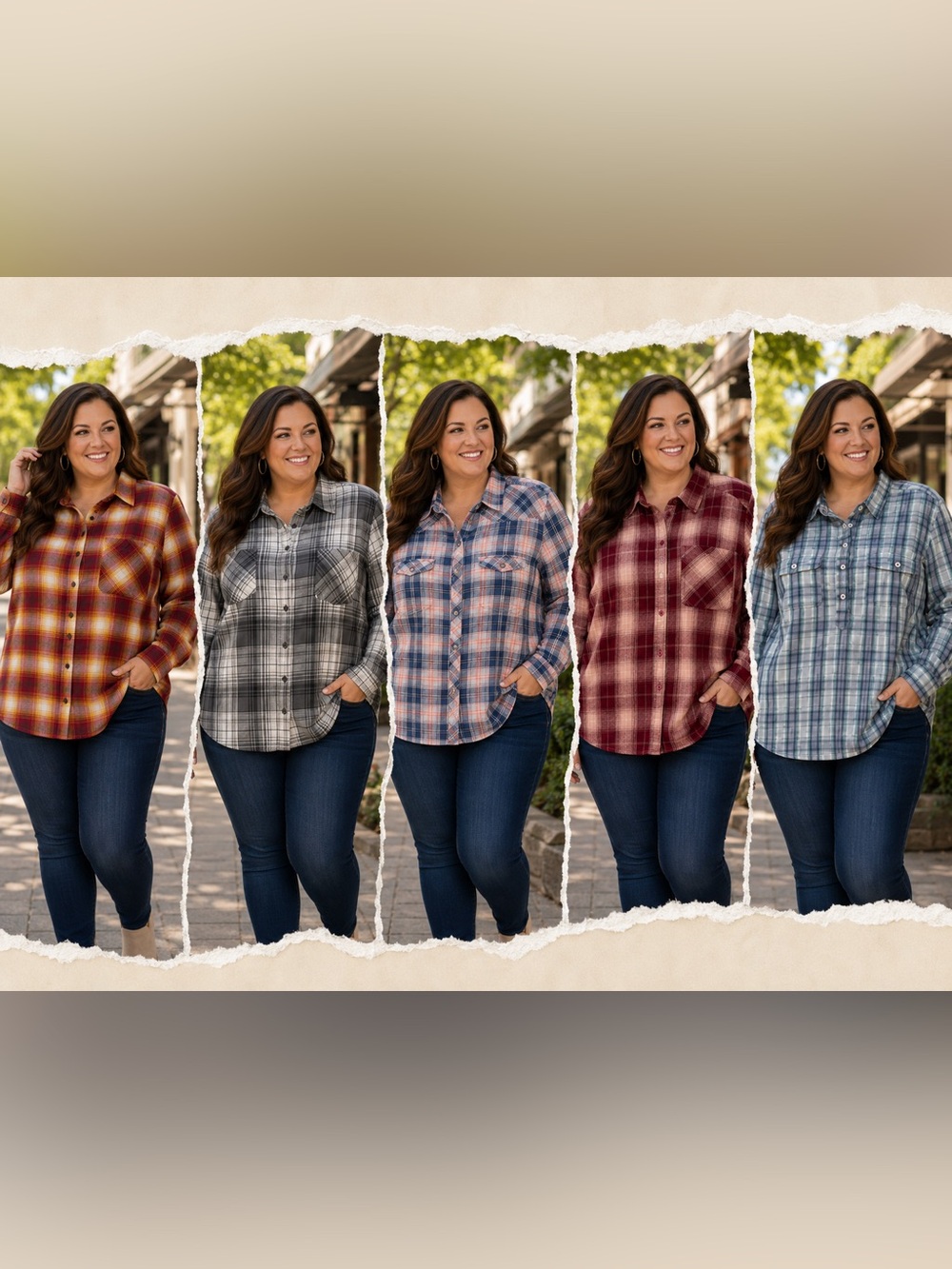 Collection of Five Plaid and Flannel Tops 2X